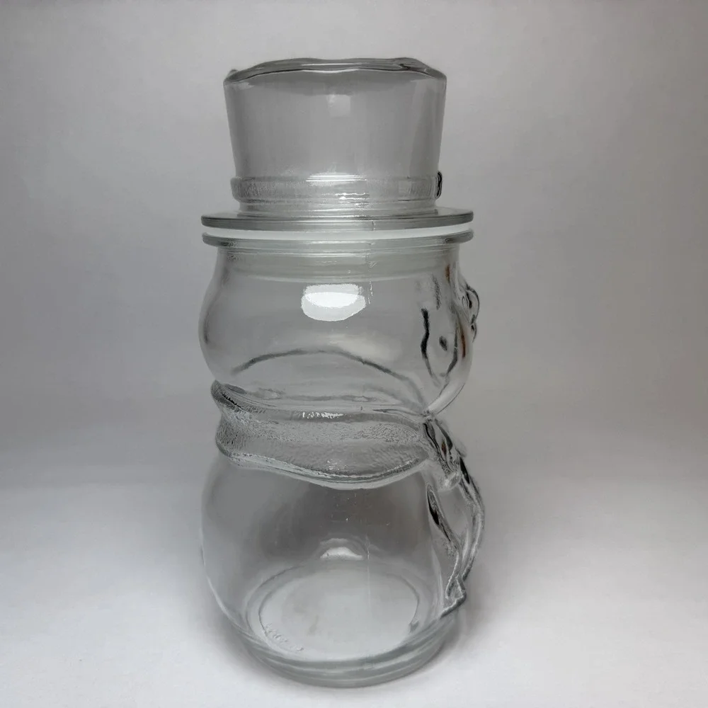 Vintage Libbey Of Canada Glass Snowman Candy Jar Canister 8